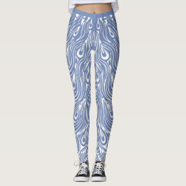 Blaue und weiße Pfauenkonstruktion Leggings