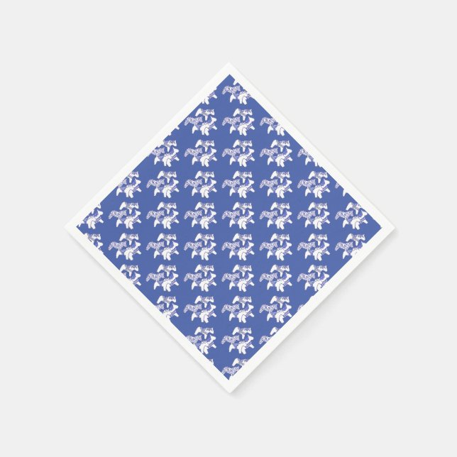 Blaue und weiße Pferde für Teepapier Napkins Serviette (Ecke)