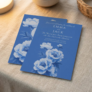 Blaue und weiße Pfingstrosen schöne Hochzeitseinla Einladung