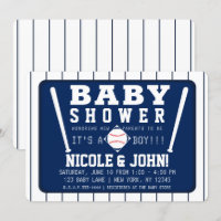 Blaue und weiße Pinstripes Baseball Babydusche