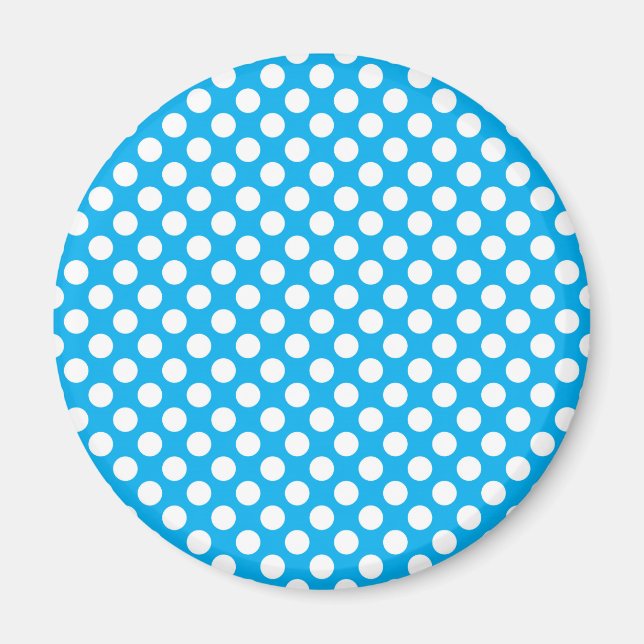 Blaue und weiße Polka-Punktmuster Magnet (Vorne)