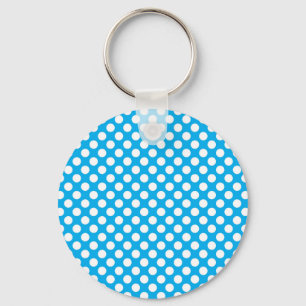 Blaue und weiße Polka-Punktmuster Schlüsselanhänger