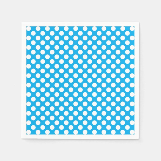 Blaue und weiße Polka-Punktmuster Serviette (Vorderseite)
