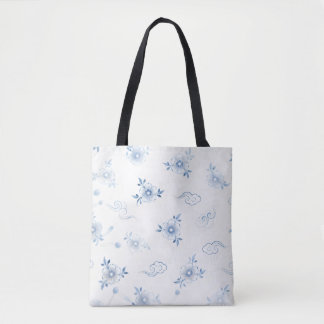 Blaue und weiße Porzellan-Blumenmuster-Tasche