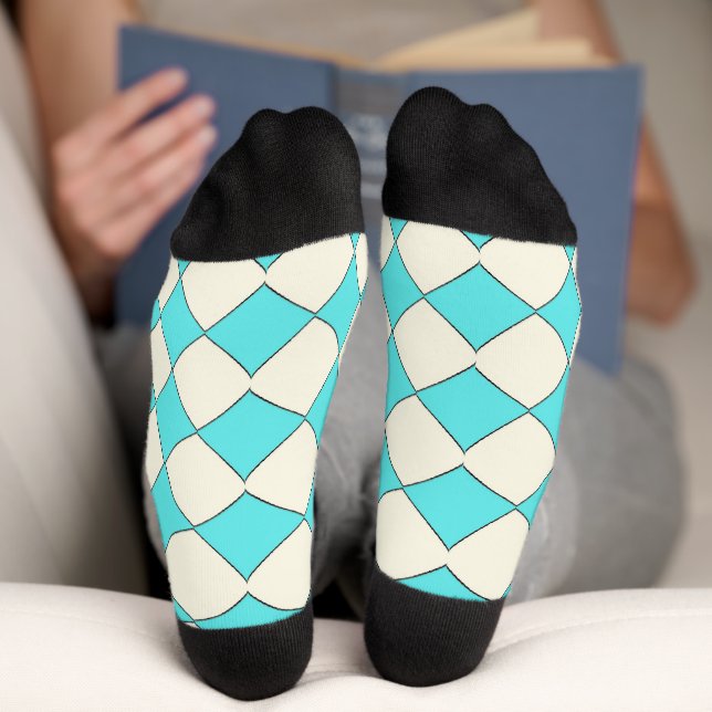 Blaue und weiße Rautensocken Socken (Unterseite)