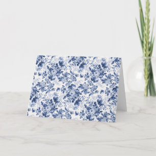 Blaue und weiße Rosenbouquet, Chintz Karte