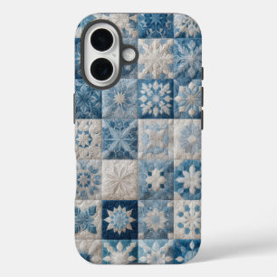 Blaue und weiße Schneeflocke iPhone 16 Hülle