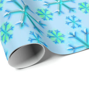 Blaue und weiße Schneeflocke Hexagon-Muster Geschenkpapier