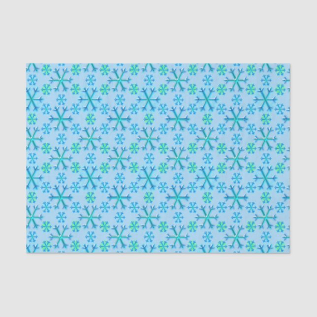 Blaue und weiße Schneeflocke Hexagon-Muster Seidenpapier (Vorderseite)
