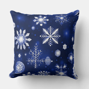 Blaue und weiße Schneeflocke Kissen