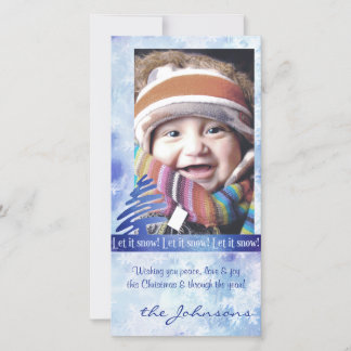 Blaue und weiße Schneeflocke "Lass es schneien!" F Feiertagskarte