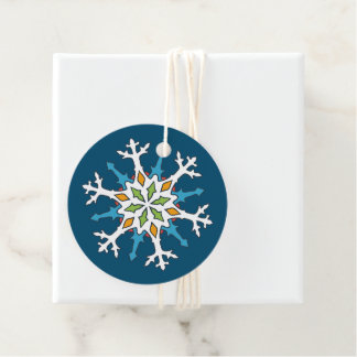 Blaue und weiße Schneeflocke Mandala mit Gold & Gr Geschenkanhänger