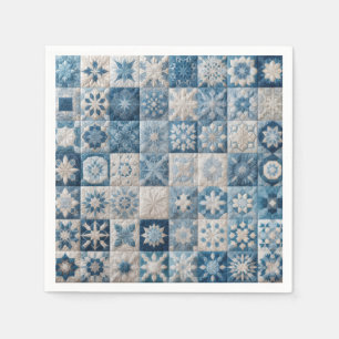 Blaue und weiße Schneeflocke Serviette