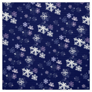 Blaue und weiße Schneeflocken auf dunkelblauem Bod Stoff