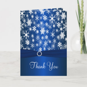 Blaue und Weiße Schneeflocken Dankeskarte