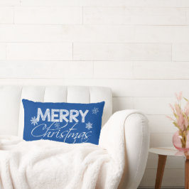 Blaue und weiße Schneeflocken | Frohe Weihnachten Lendenkissen
