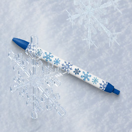 Blaue und weiße Schneeflocken Kugelschreiber