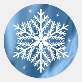 Blaue und weiße Schneeflocken Weihnachtsferien Runder Aufkleber