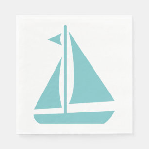 Blaue und weiße Segelboote, Hochzeit / Party Serviette