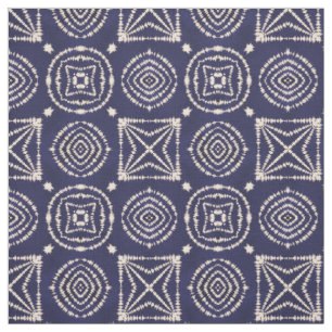 Blaue und weiße Shibori Geometrie Stoff