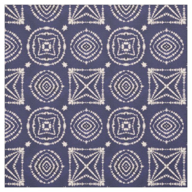 Blaue und weiße Shibori Geometrie Stoff (Muster)