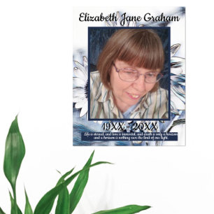 Blaue und weiße Sonnenblumen   FOTO   Beerdigung Poster