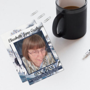 Blaue und weiße Sonnenblumen Kunst mit Foto und Zi Dankeskarte