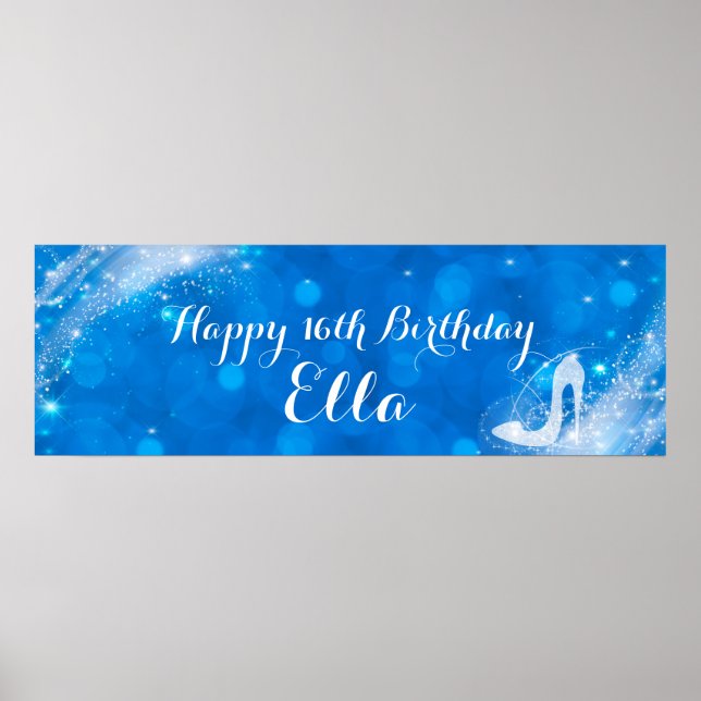 Blaue und weiße Sparkle Aschenputtel Ferse Custom  Poster (Vorne)