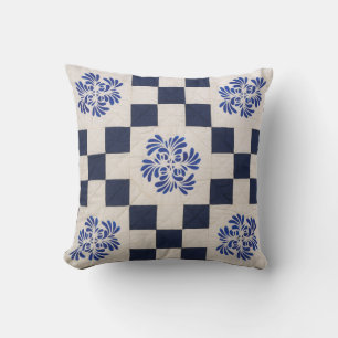 Blaue und weiße Steppe Kissen