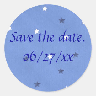 Blaue und weiße Sterne Save the Date Aufkleber