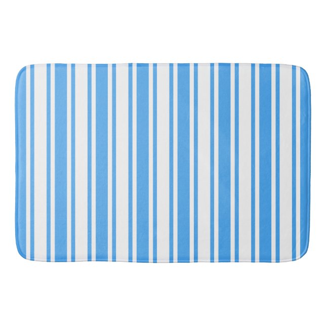 Blaue und weiße Streifen Badematte (Vorderseite)