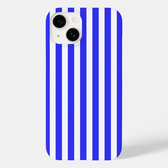 Blaue und weiße Streifen Case-Mate iPhone Hülle (Rückseite)