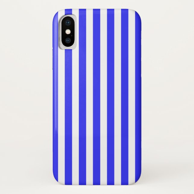 Blaue und weiße Streifen Case-Mate iPhone Hülle (Rückseite)