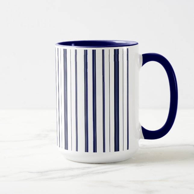 Blaue und weiße Streifen - Dunkel Tasse (Rechts)