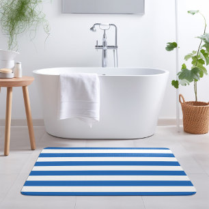 Blaue und weiße Streifen   Editierbare Farben Badematte