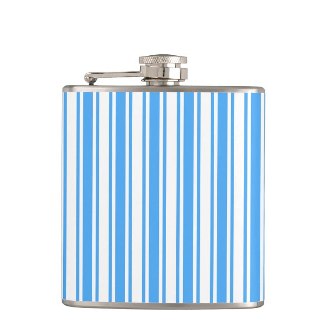 Blaue und weiße Streifen Flachmann (Vorderseite)