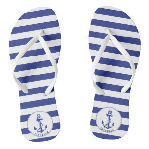 Blaue und weiße Streifen Flip Flops
