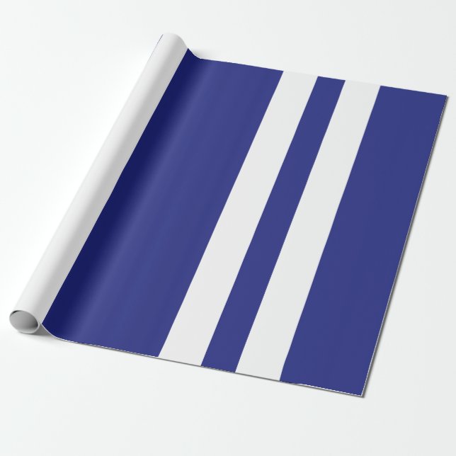 Blaue und weiße Streifen Geschenkpapier (Ungerollt)