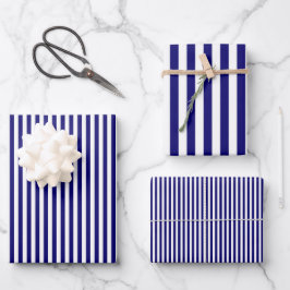 Blaue und weiße Streifen Geschenkpapier Set
