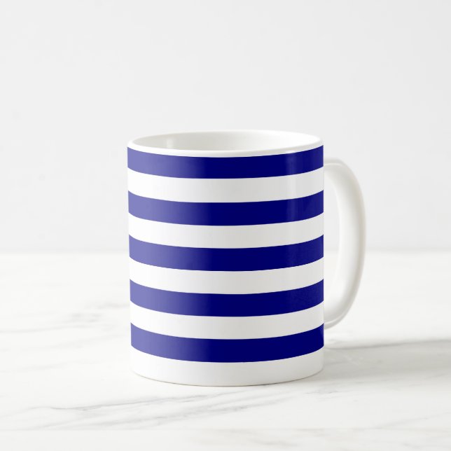 Blaue und weiße Streifen Kaffeetasse (VorderseiteRechts)