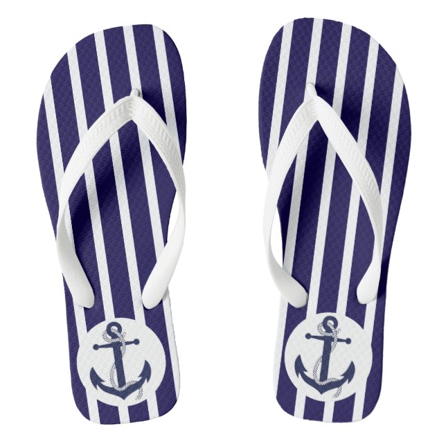 Blaue und weiße Streifen mit Anker Flip Flops (Fußbett)