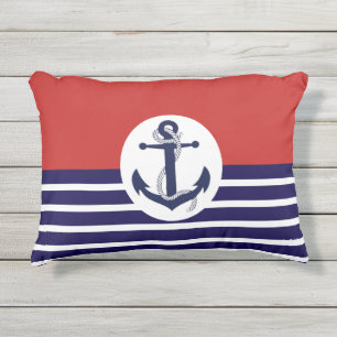 Blaue und weiße Streifen mit Anker Kissen Für Draußen