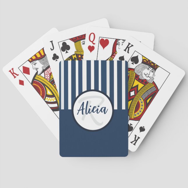 Blaue und weiße Streifen mit Farbblock Spielkarten (Rückseite)