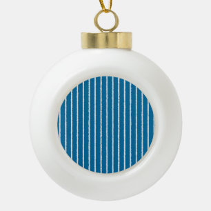 Blaue und weiße Streifen mit ungefärbten Linien Keramik Kugel-Ornament