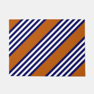Blaue und weiße Streifen mit verbrannter Orange Fußmatte