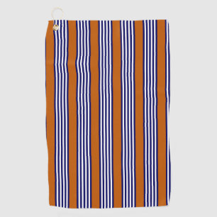 Blaue und weiße Streifen mit verbrannter Orange Golfhandtuch
