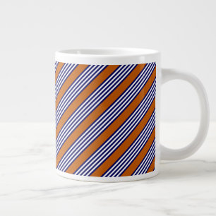 Blaue und weiße Streifen mit verbrannter Orange Jumbo-Tasse
