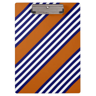Blaue und weiße Streifen mit verbrannter Orange Klemmbrett