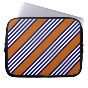 Blaue und weiße Streifen mit verbrannter Orange Laptopschutzhülle