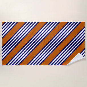 Blaue und weiße Streifen mit verbrannter Orange Strandtuch
